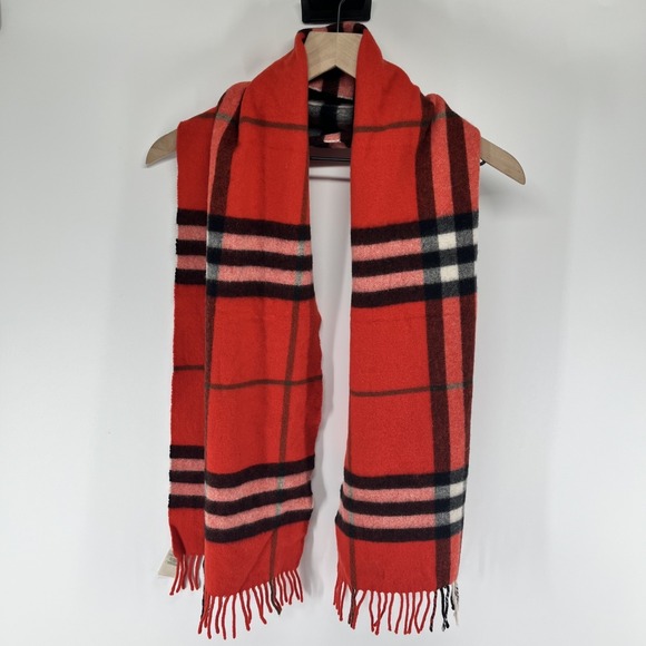 Burberry Accessories - Burberry 100% Cashmere Scarf Red Made in Scotland